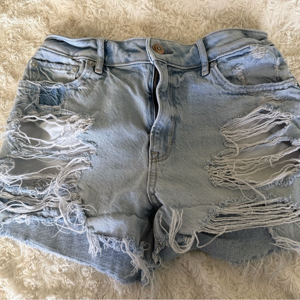 American Eagle Outfitters Light Blue Ripped Denim Shorts
